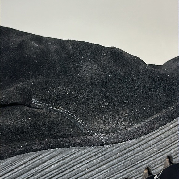 Fly London Yebi Ruched Suede Wedge Booties Size 10 - Picture 16 of 16